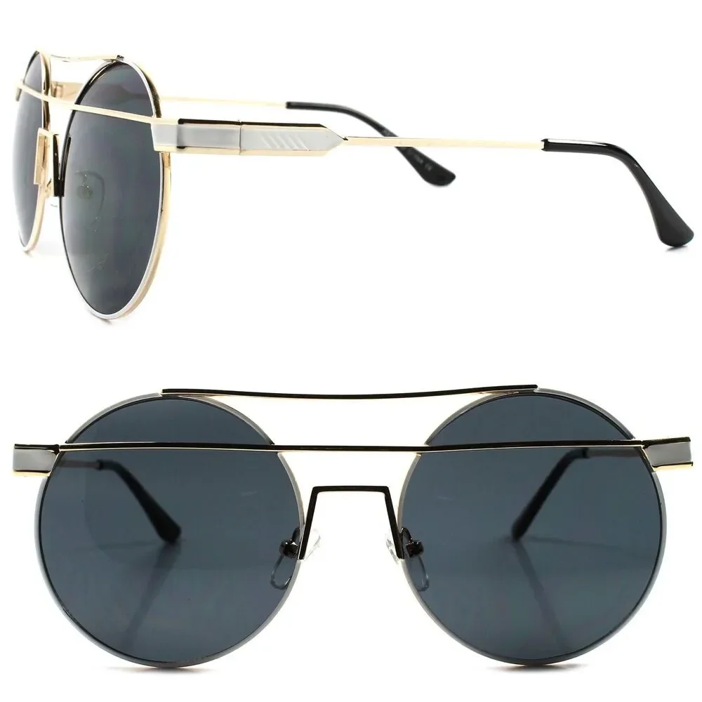Celebrity Fashion Stylish Elegant Gold Sexy Hot Womens Designer Round Sunglasses